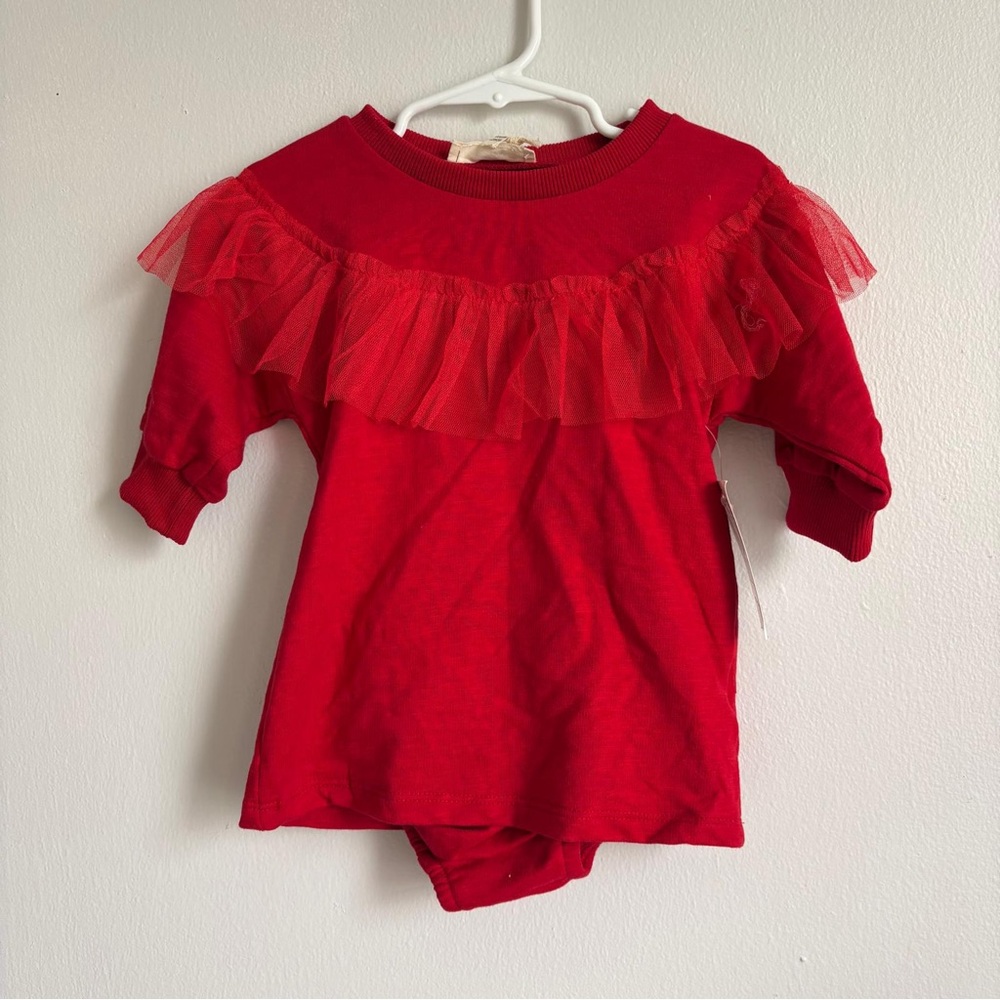 Jessica Simpson Red Ruffle Long Sleeve Tee